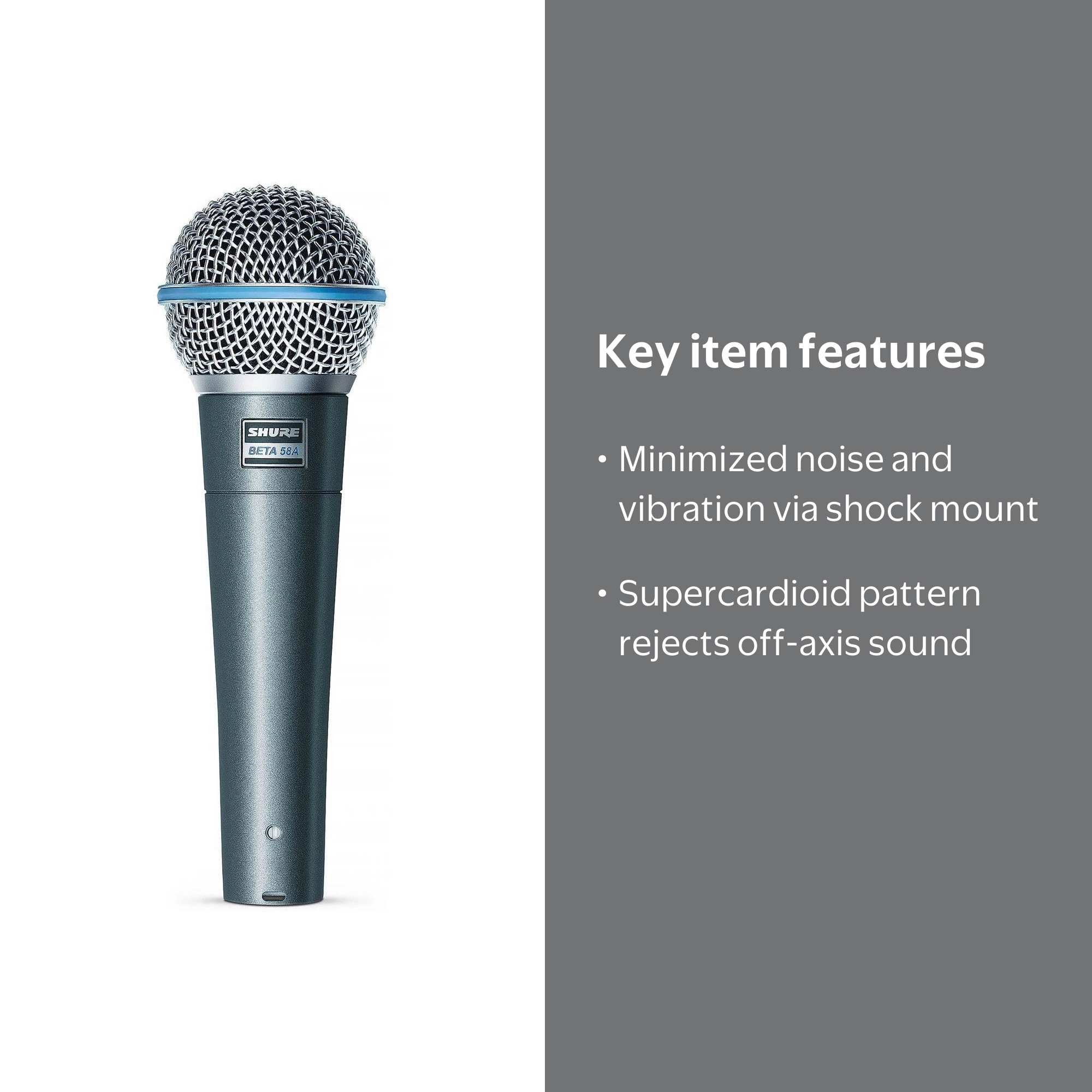 Shure BETA 58A Professional Studio Vocal Microphone, Supercardioid