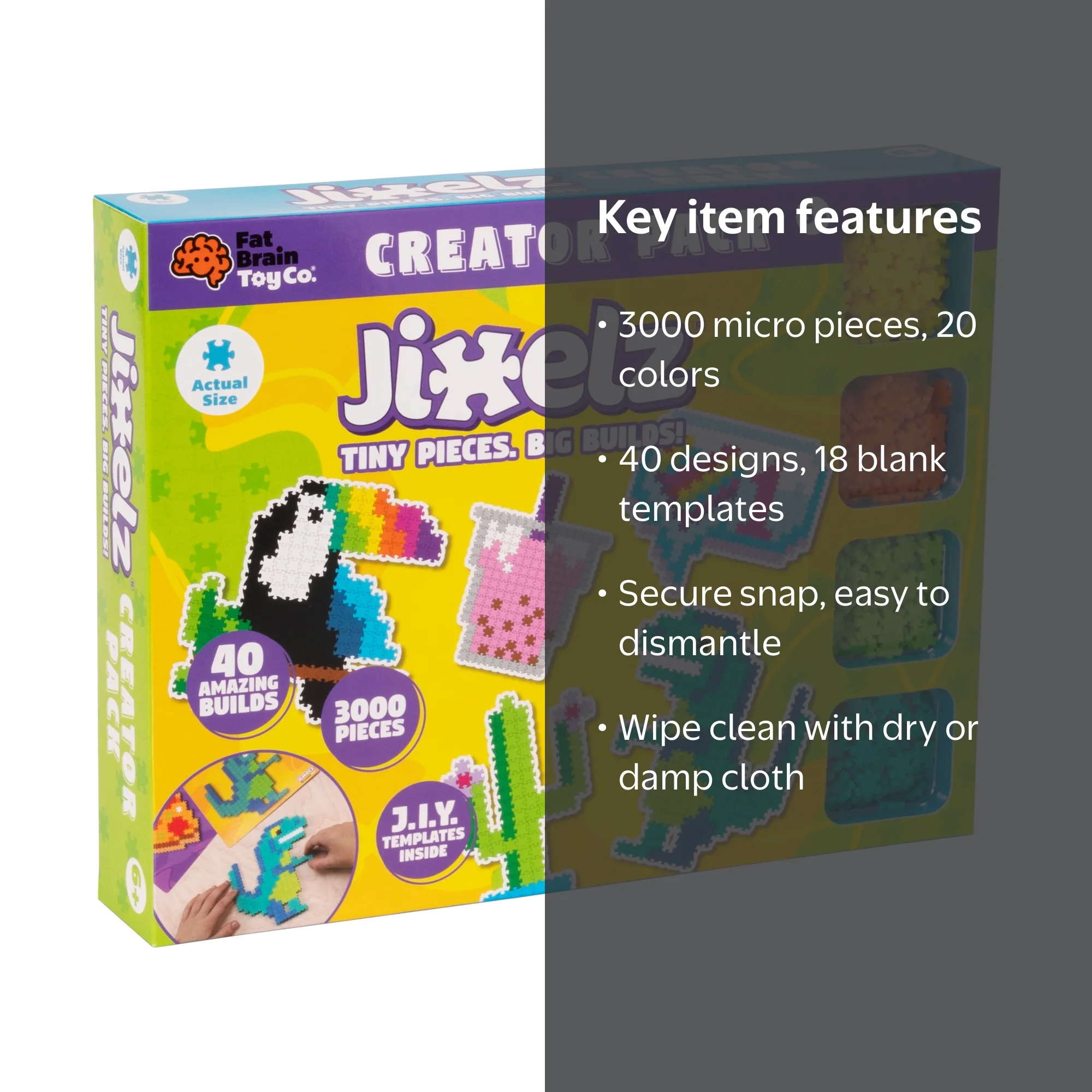 Fat Brain Toys, Jixelz Creator Pack, 3000 Pcs, Micro Jigsaw Puzzle