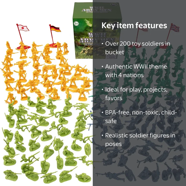 SCS Direct, Army Men Action Figures, WWII, 200+ Piece Set