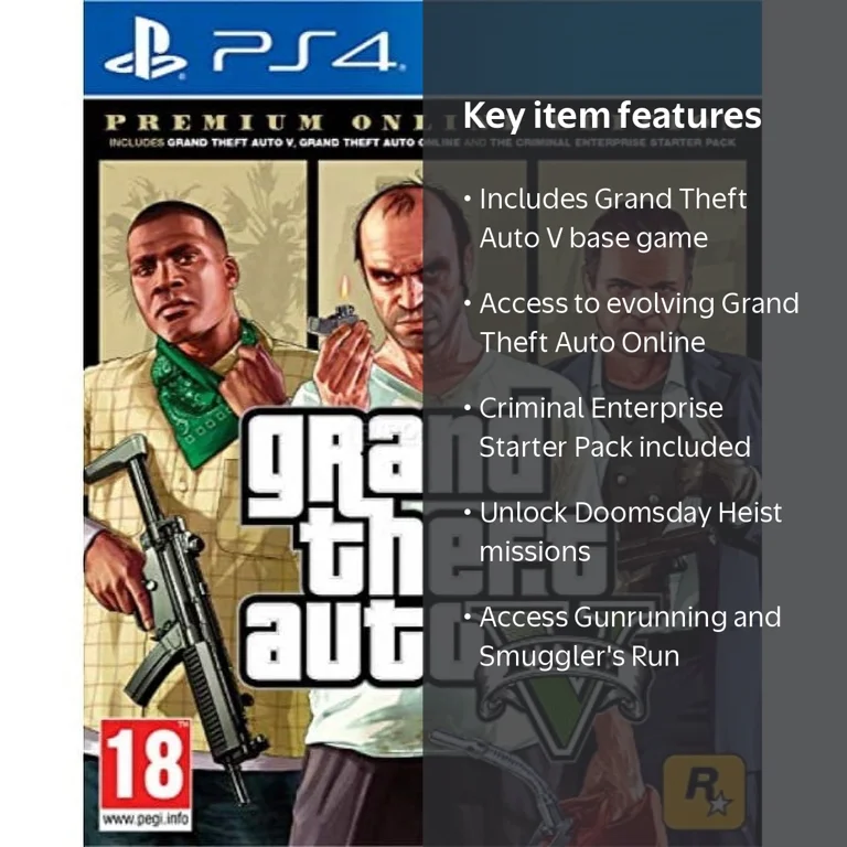 Rockstar Grand Theft Auto V Premium Edition, Playstation 4, Region