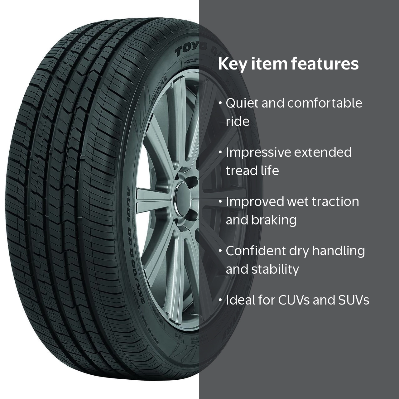 Toyo, All-Season SUV Crossover Tire, 225/65R17 102H, Quiet Tread