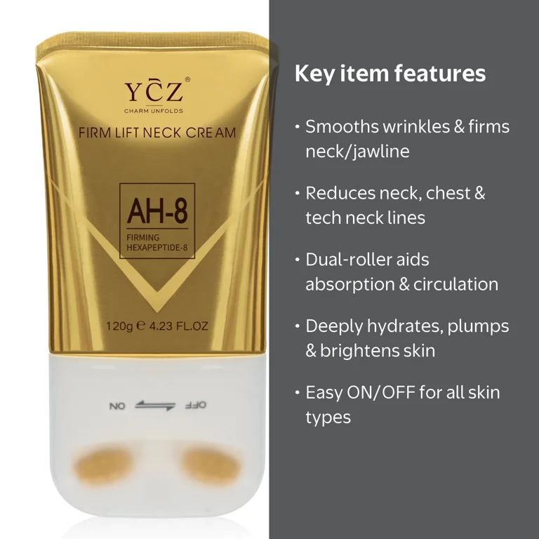 Ycz AH-8 Firming Neck Cream, Anti-Aging Moisturizer, Dual Roller