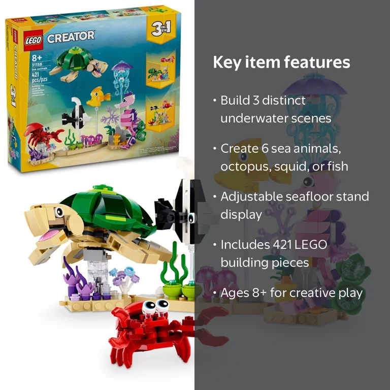 LEGO, Sea Animals, 3 in 1 building set, multicolor - Walmart.com