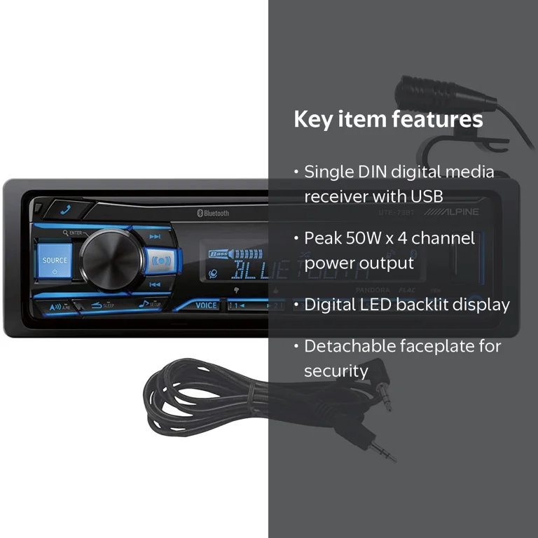 Alpine UTE-73BT Digital Media Bluetooth Car Stereo Receiver w/USB+ Alpine UTE-73BT Digital Media Bluetooth Car Stereo Receiver w/USB+