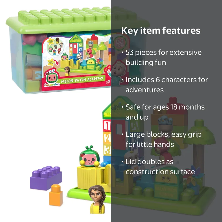 CoComelon Melon Patch Academy, 53 Large Building Blocks, JJ Play