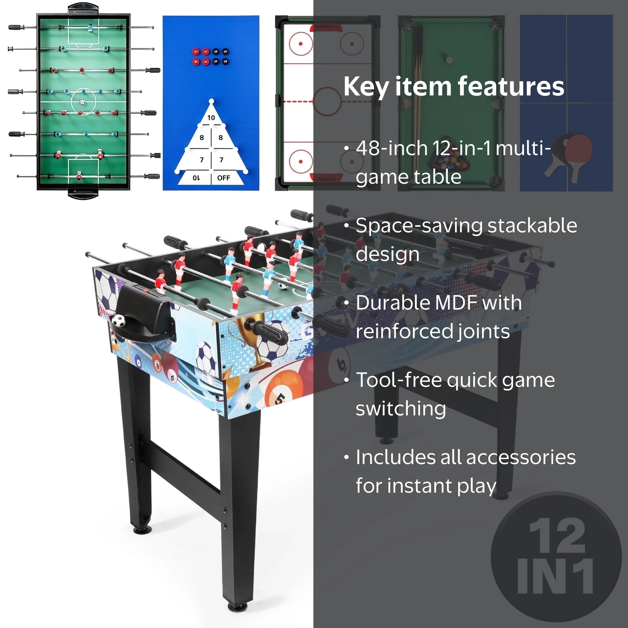 GVDV 12-in-1 Multi Game Table,48
