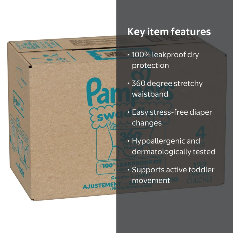 Free Shipping! Pampers Swaddlers 360 Pull-On Diapers Size 4 22-37