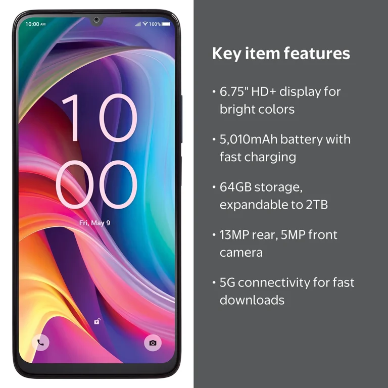 Straight Talk TCL K33, 5G, 64GB, Gray - Prepaid Smartphone [Locked