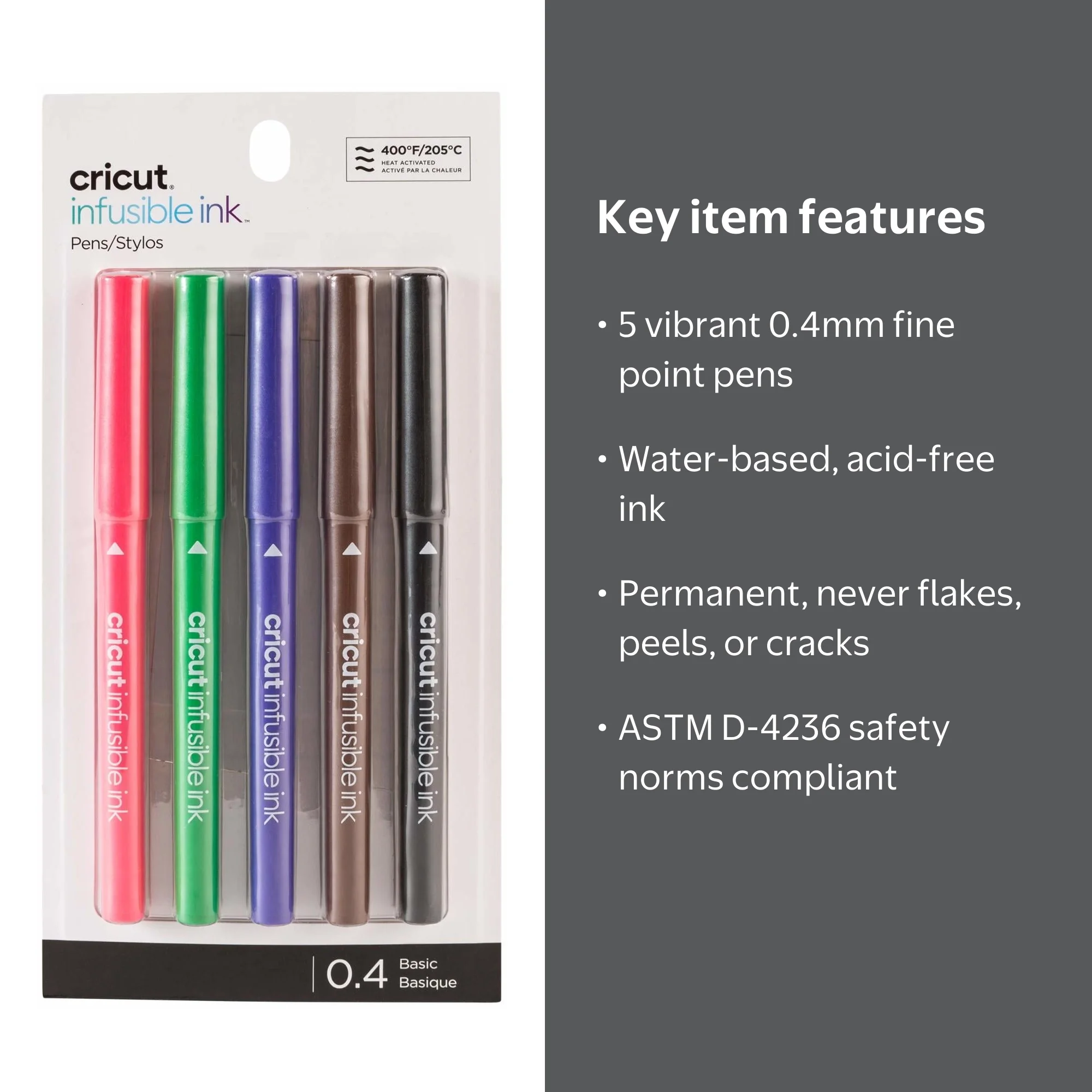 Cricut, Infusible Ink Pens, 5 Pack, Fine Point, Multi-Color