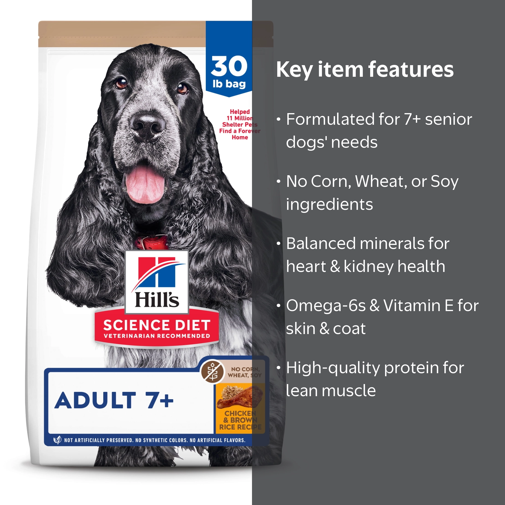 Hill's Science Diet, Dry Dog Food, No Corn Wheat Soy, 30 lb