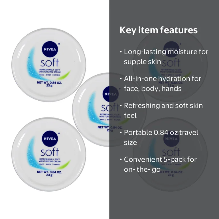 NIVEA Soft Moisturizing Cream for Face, Body, Hands, Travel Size