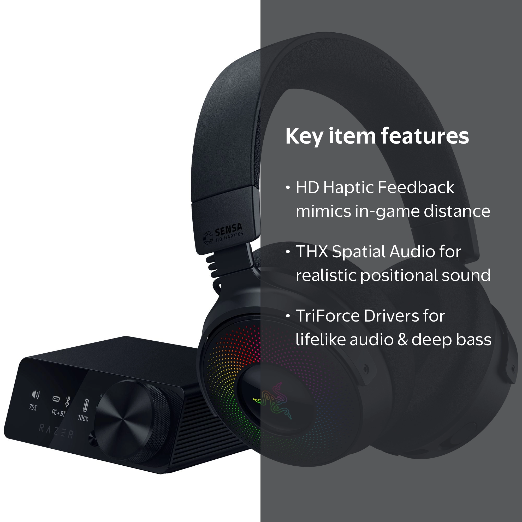 Razer Kraken V4 Pro Wireless Gaming Headset with Control Hub, RGB