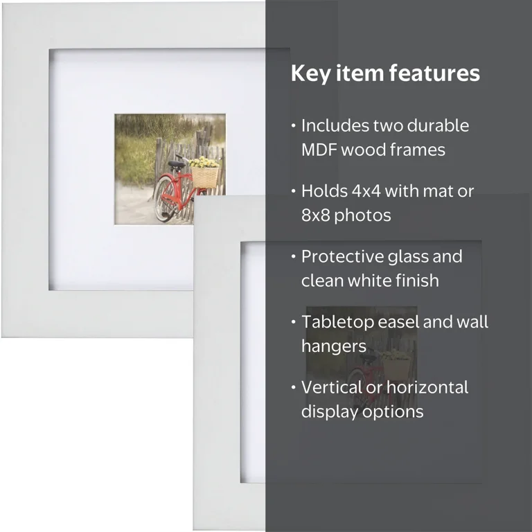 Mainstays Museum 8x8 Matted to 4x4 Flat Wide Gallery Picture Frame