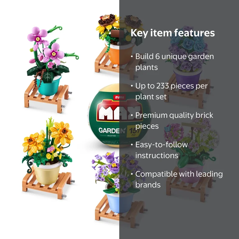 Max Build More, Garden Building Bricks, Assorted, 6 Designs