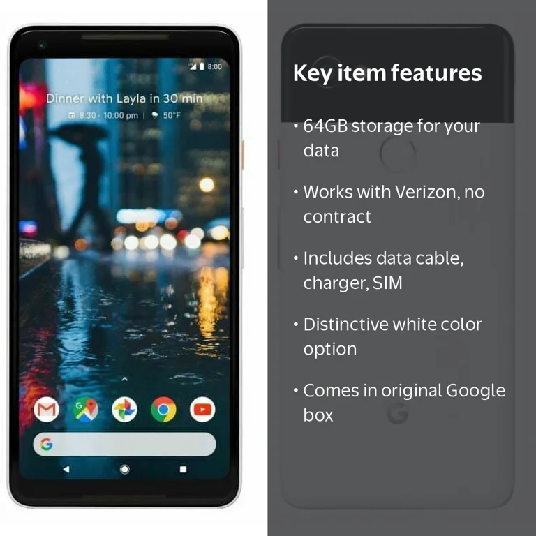 Google Pixel 2 XL Cell Phones - Verizon, White & Black, 128GB