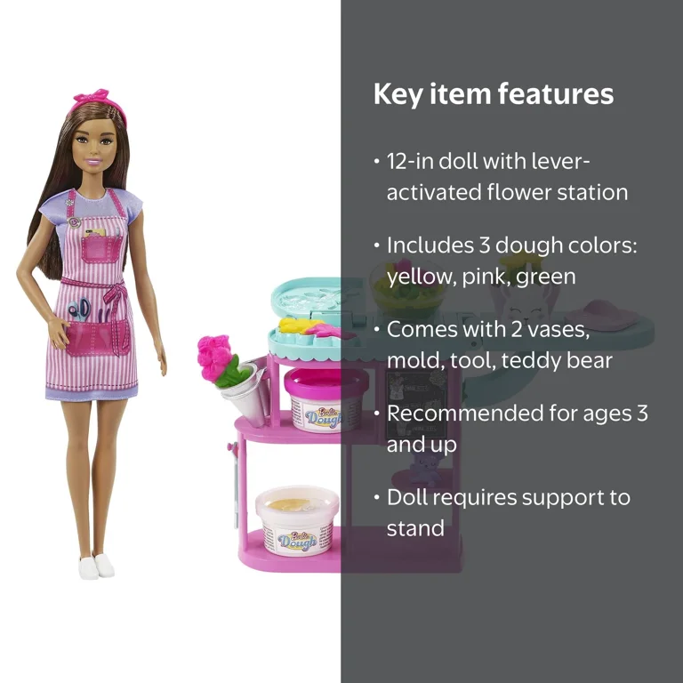 Barbie Careers Florist Doll & Playset with Flower Station, Molds