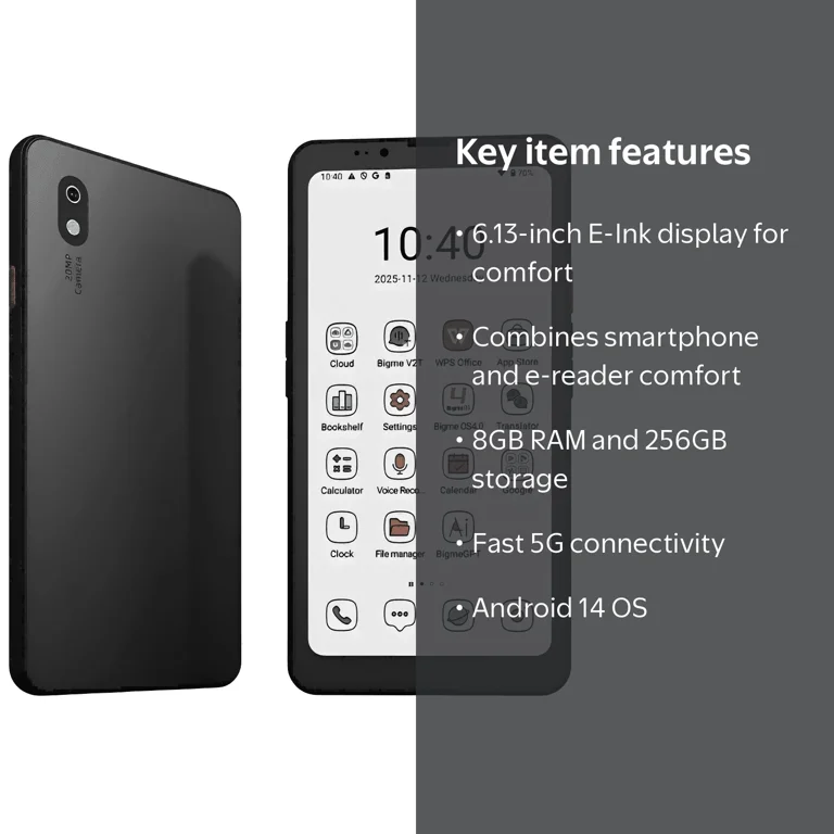 Bigme HiBreak Pro Color Epaper Phone, 6.13-inch E-Ink Display, 8GB