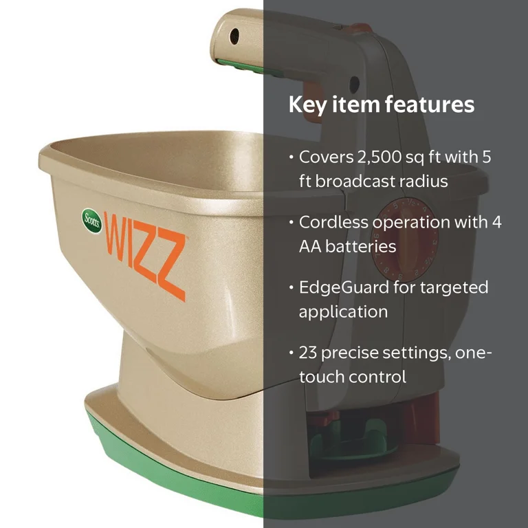 Scotts, Wizz Spreader, 2,500 sq ft, Battery-powered Lawn Care