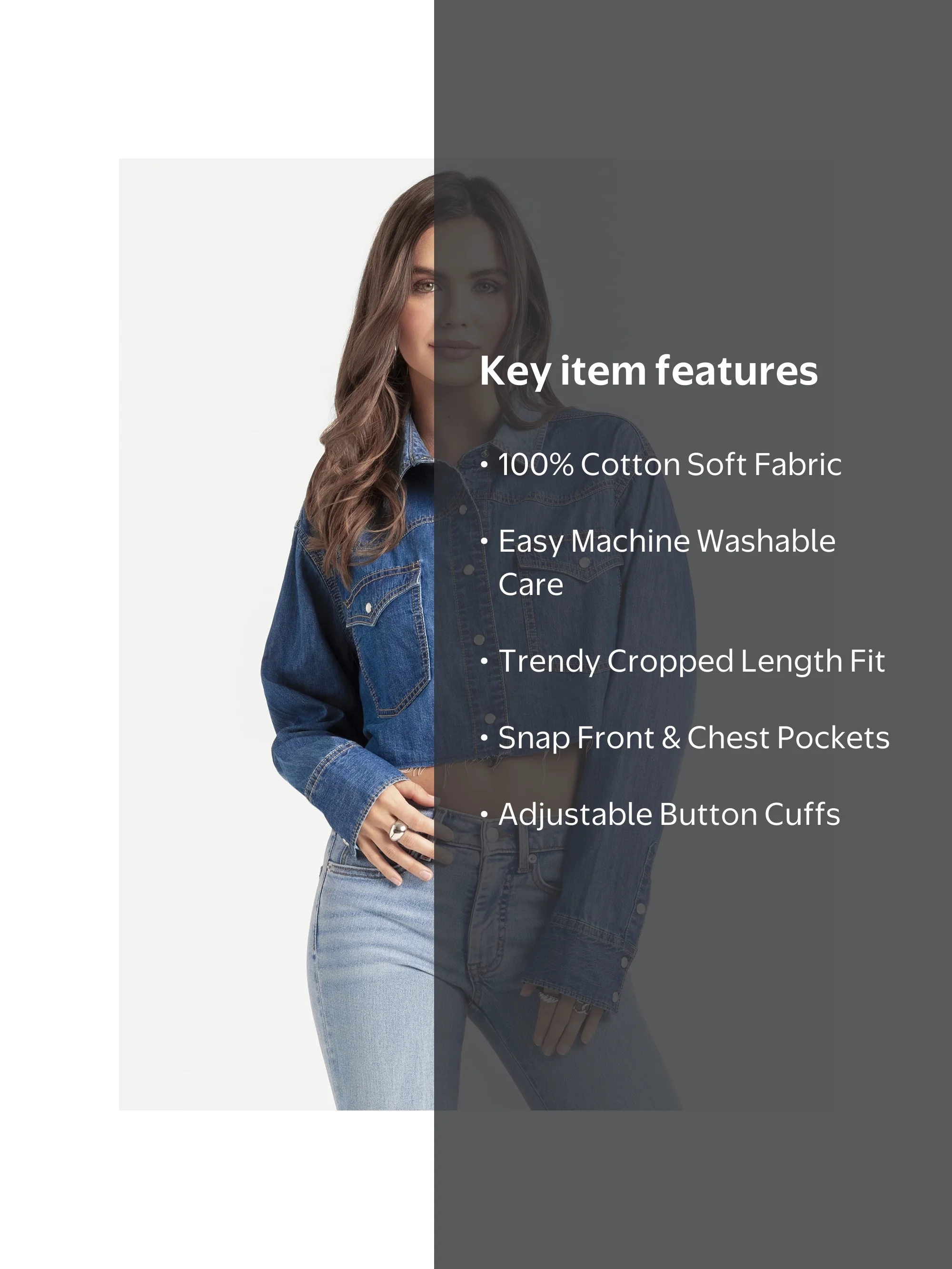Jessica Simpson Women's Cropped Denim Western Shirt, Sizes XS-XL