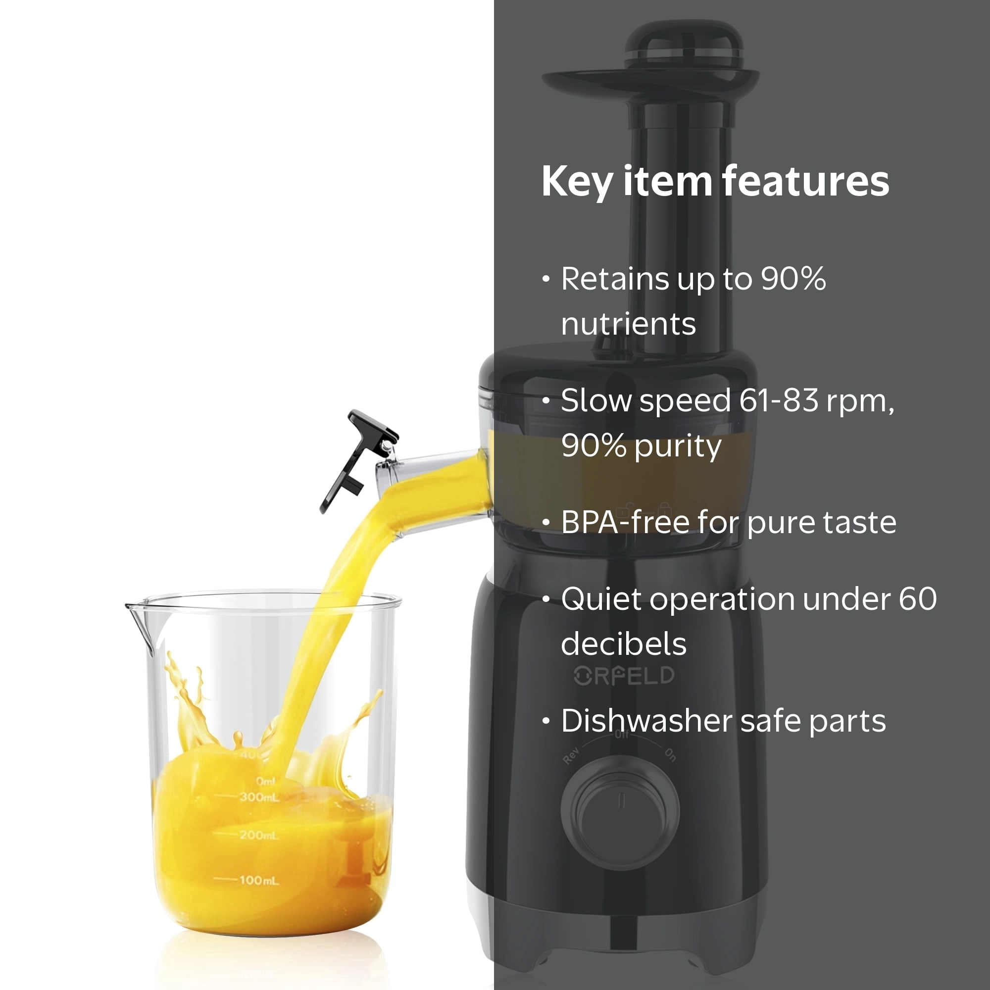 ORFELD Juicer Machine for Fruits and Vegetables, Easy Clean Cold