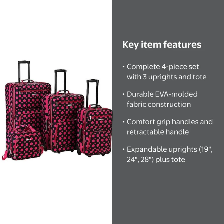 Rockland, Luggage Set, 4 Piece Softside Expandable with Wheels
