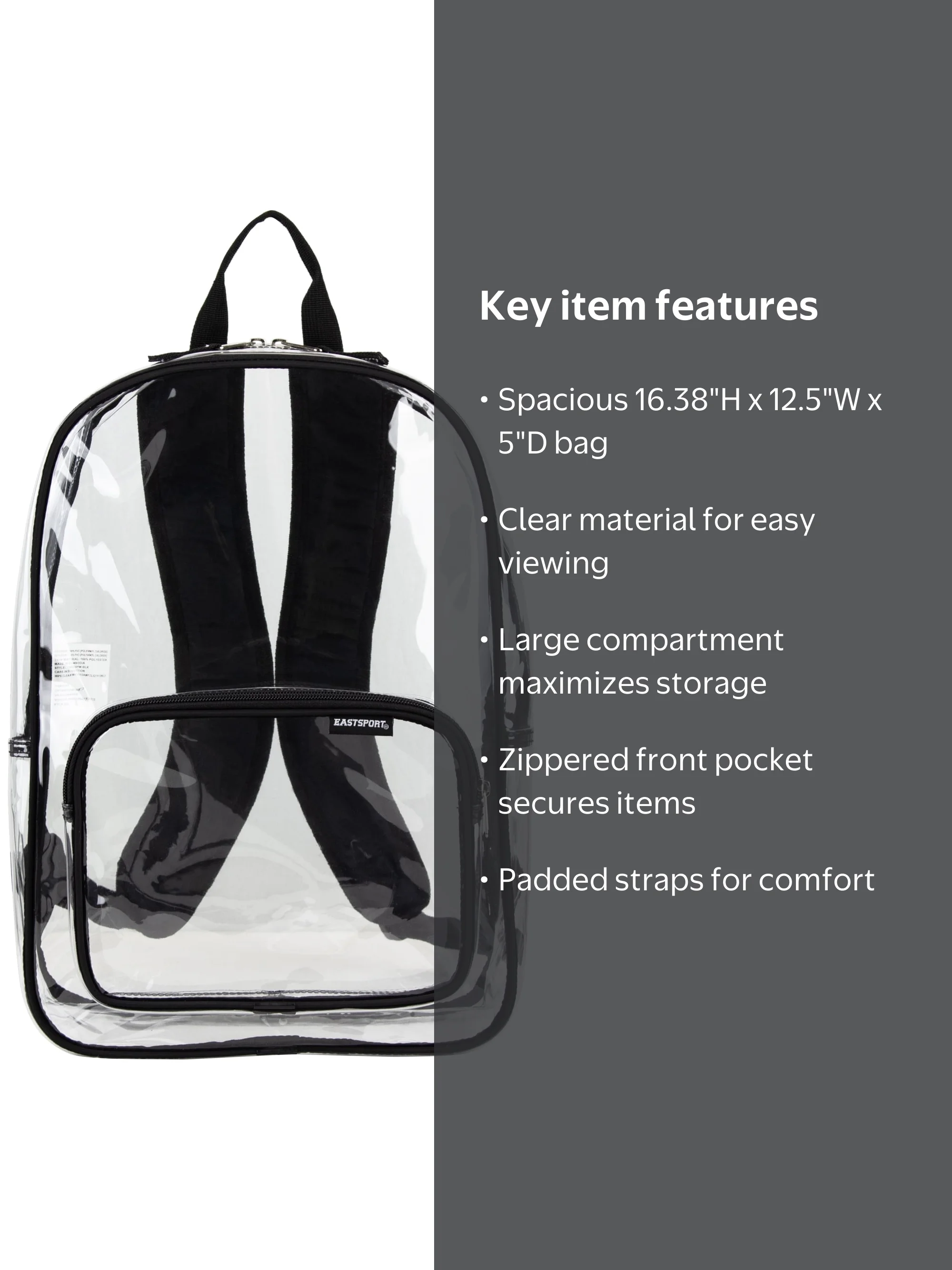eastsport clear mini backpack with Pencil Case Black Structured piping helps keep this bags shape while also elevating the overall design Eastsport Women's Mini Dome Backpack,