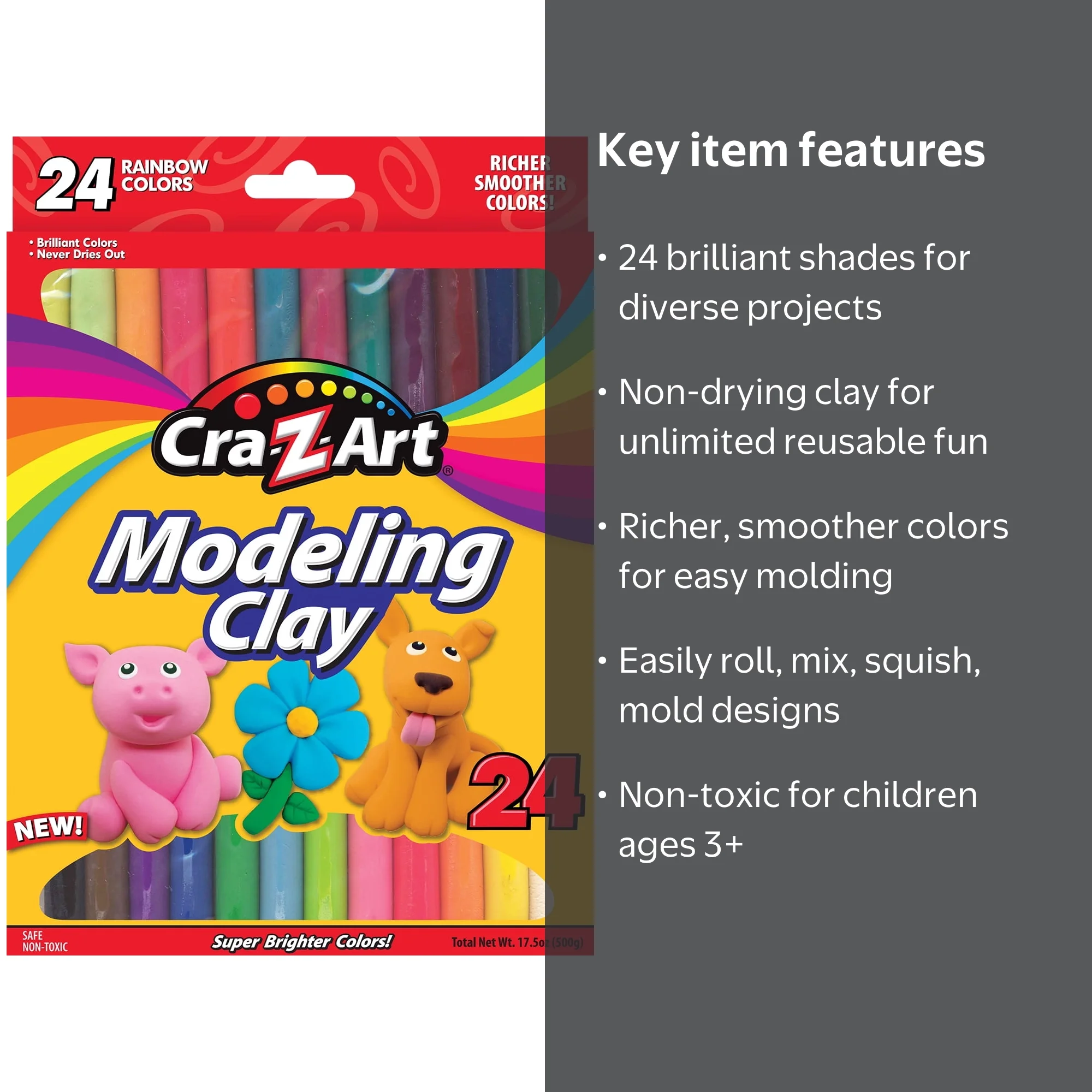 Cra-Z-Art, Modeling Clay, 24ct, 24 Brilliant Colors - Walmart.com