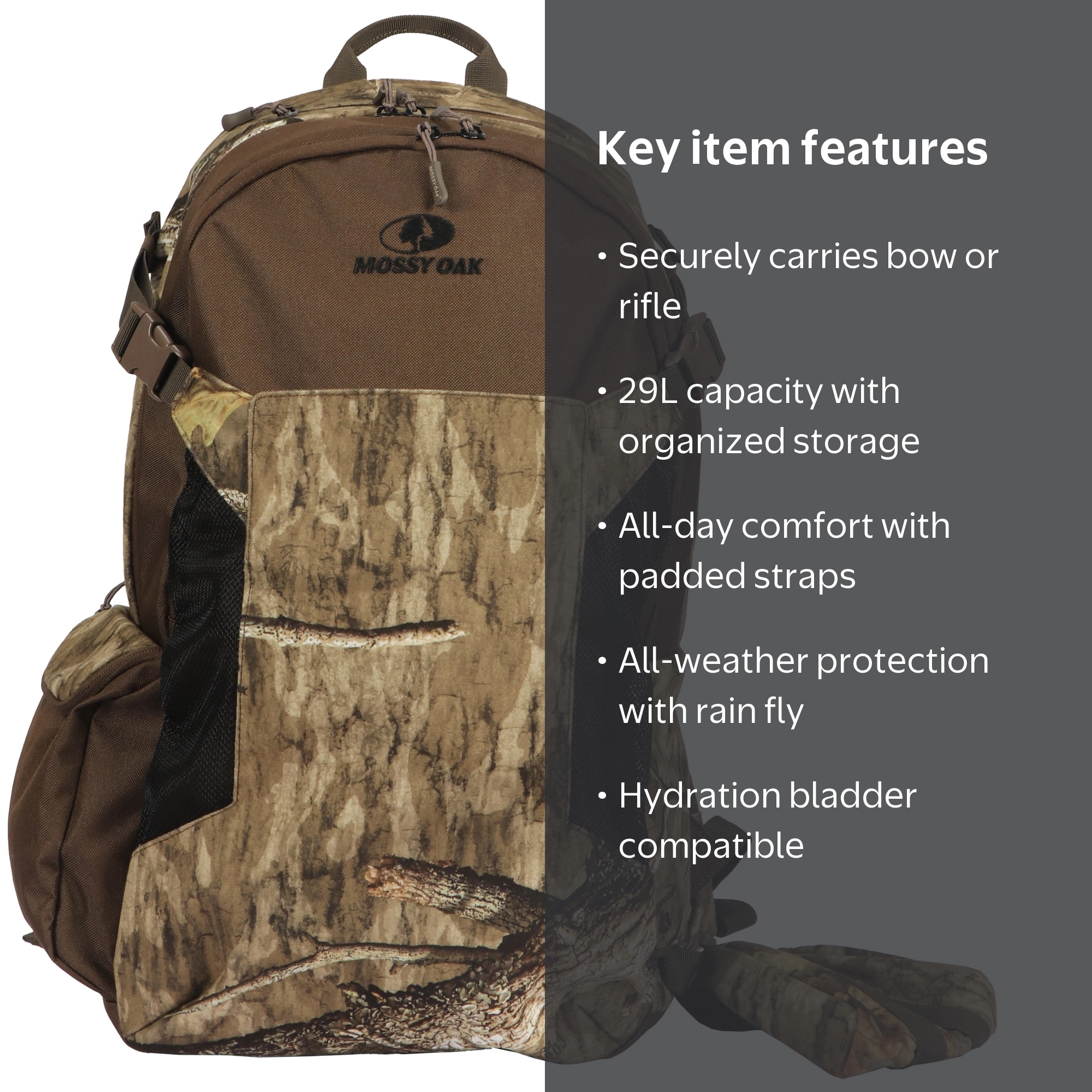 Mossy Oak 29L Hunting Backpack, Country Roots Camouflage, Unisex