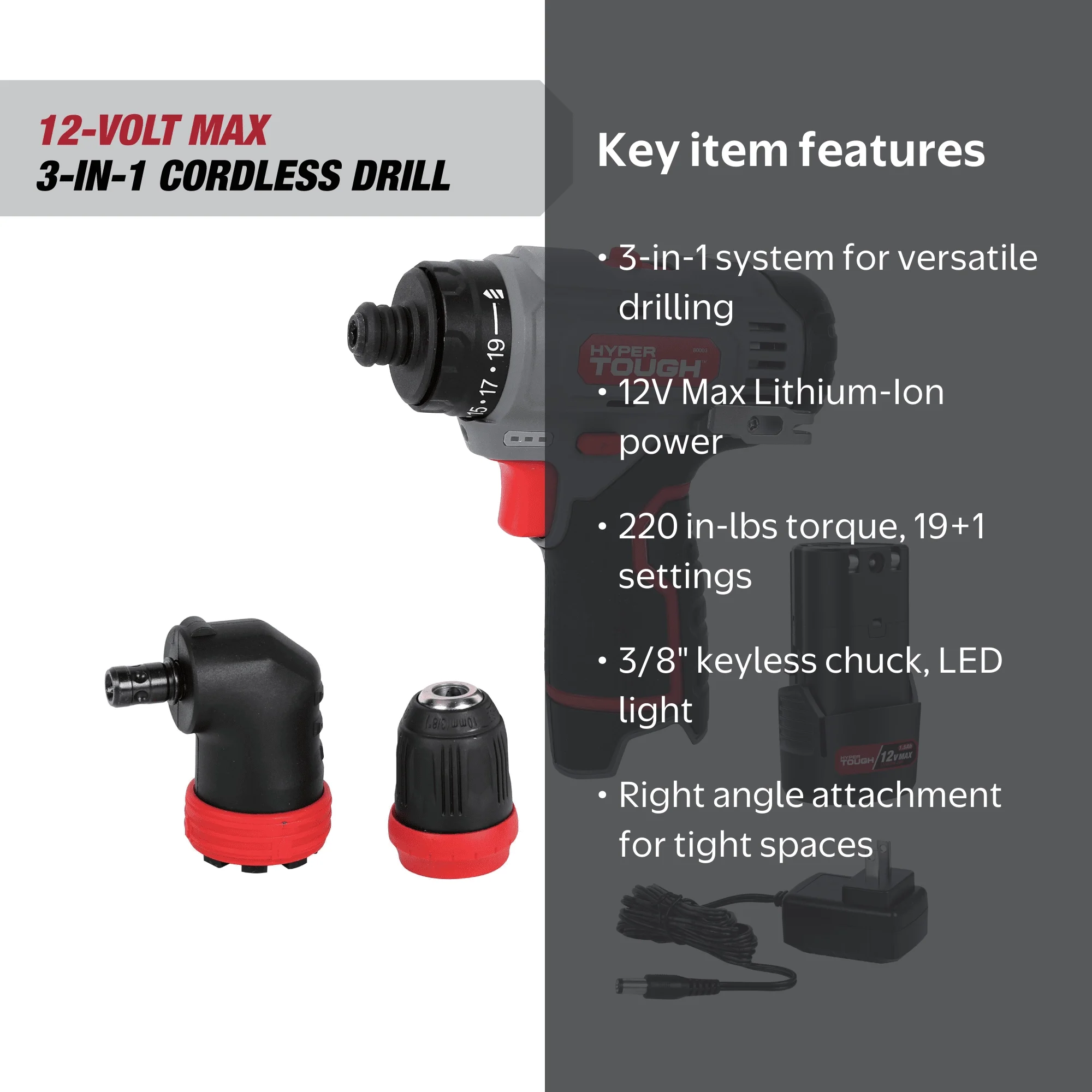Free Shipping! Hyper Tough 12V Max Lithium-Ion 3-in-1 Multi-Head