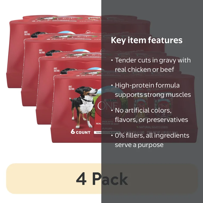4 pack) Purina ONE Tender Cuts in Gravy Chicken and Brown Rice