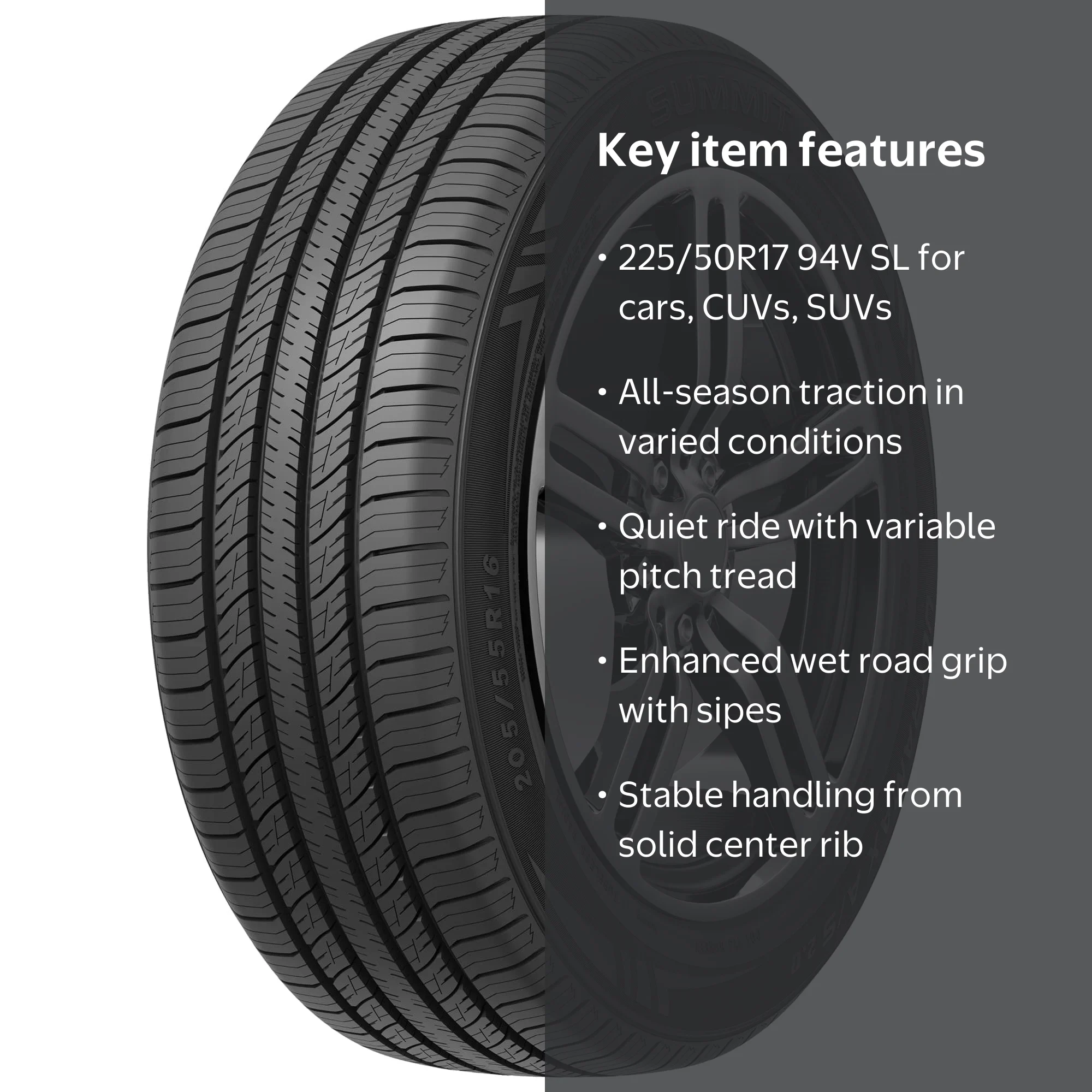 2023年製 7分山程度 ★ 225/50R17 ULTRA*SPEED 2 Summit, Passenger Tire, All Season, 225/50R17, 94V - Walmart.com