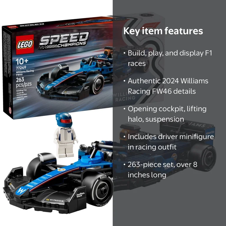 LEGO, Speed Champions Williams Racing FW46 F1 Race Car, 263 Pieces