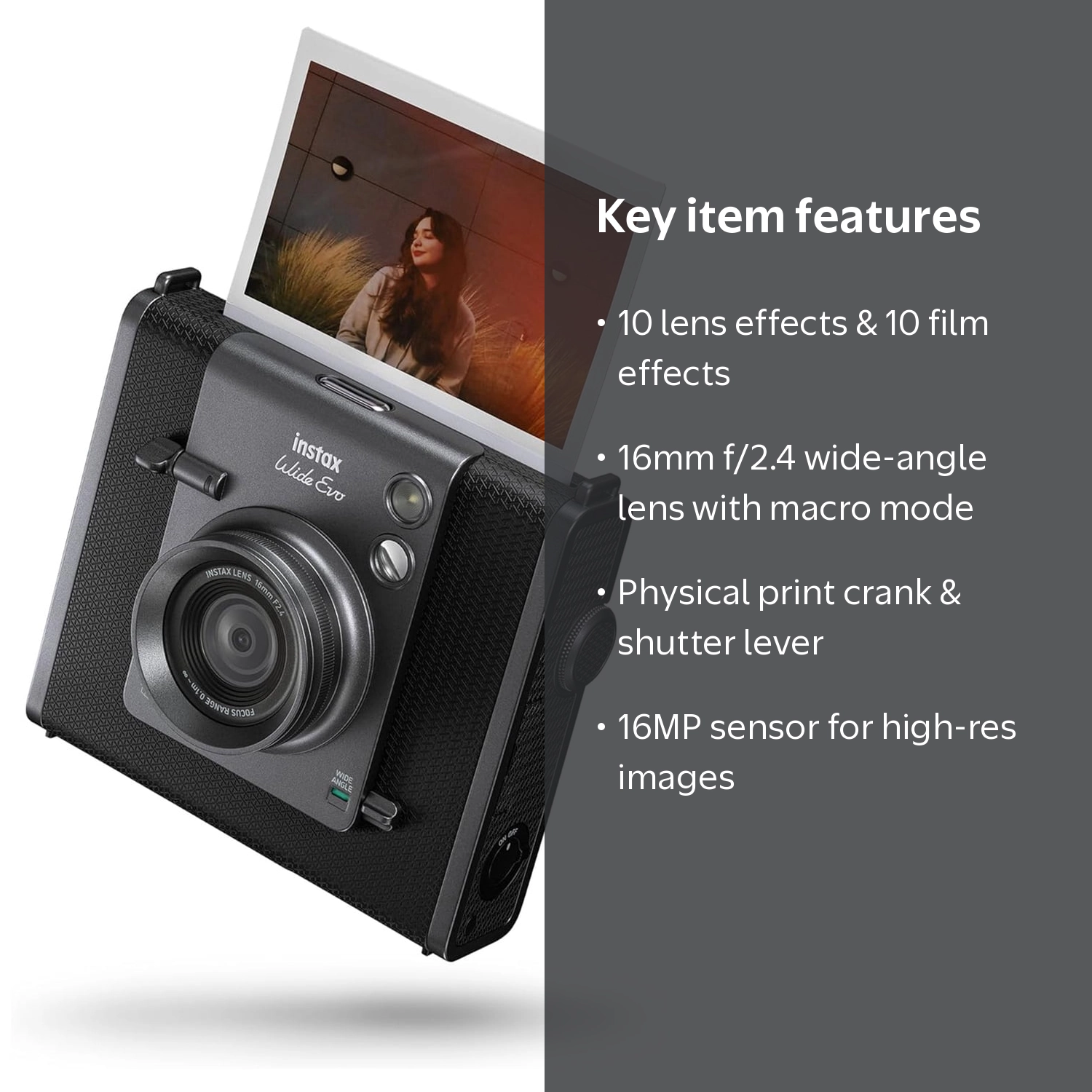 FUJIFILM instax WIDE Evo Hybrid Instant Film Camera with Effects