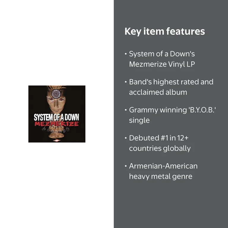 Sony, Vinyl LP, System of a Down - Mezmerize, 2005 Album - Walmart.com