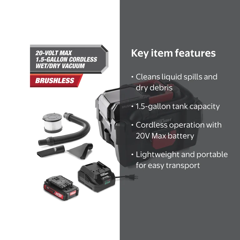 Free Shipping! Hyper Tough 20V Wet Dry Vacuum, 1.5-Gallon