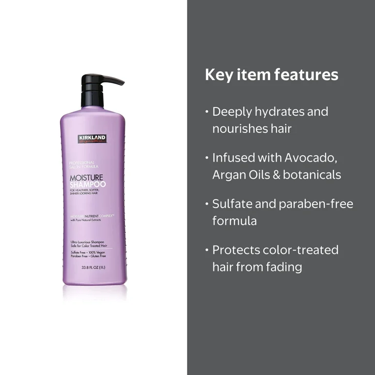 Kirkland Signature Moisture Shampoo, 33.8 Fluid Ounce, Sulfate