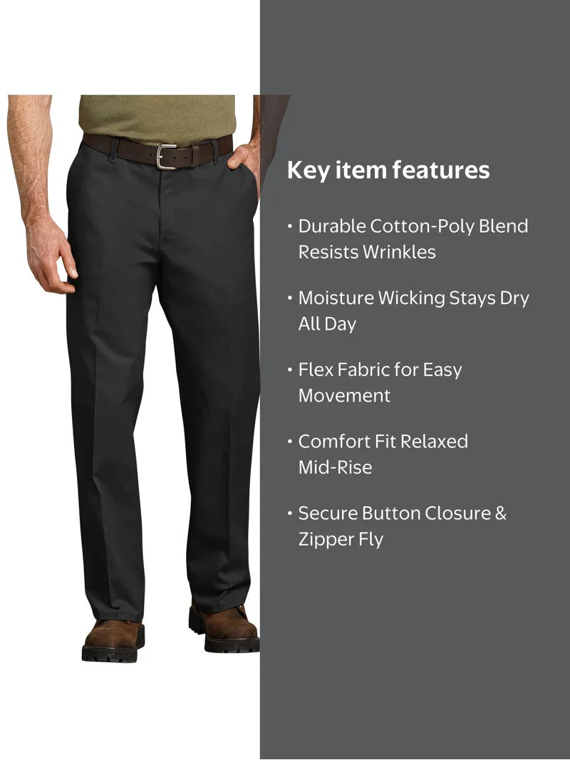 Dickies×RHC Stretch Cotton Straight Pant Genuine Dickies Men's Relaxed Fit Straight Leg Flat Front Flex