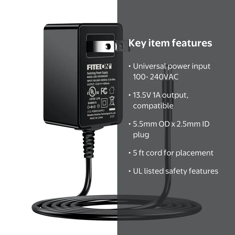 Toplader Voeding 13,5V 0,5A – Adapter 230V Naar DC 13,5V – 500 MA – CE-gecertificeerd – Vervangt 200-500 MA