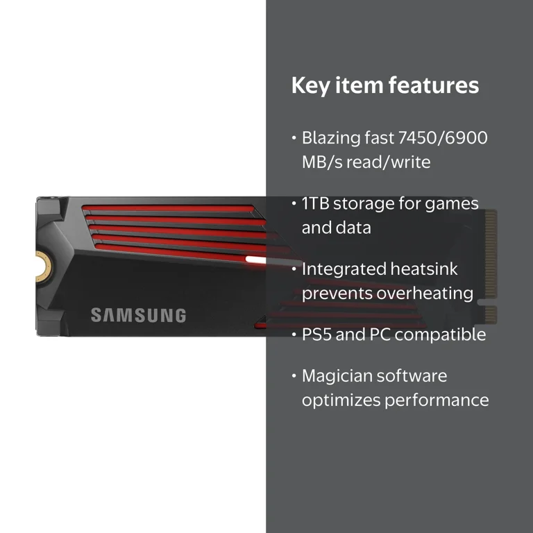 SAMSUNG SSD 990 PRO + Heatsink, 1TB, PCIe 4.0, for PlayStation 5