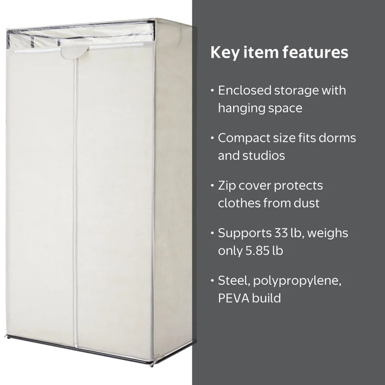 Mainstays Hanging Closet Organizer, 1-Tier, Grey Pumice, 36 in