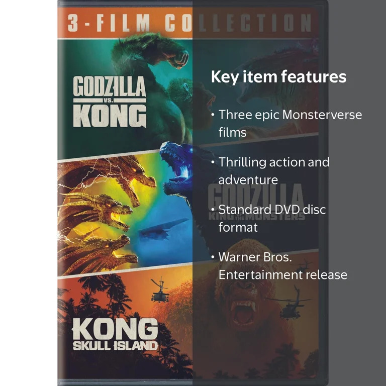 Godzilla vs. Kong / King Of The Monsters / Skull Island 3-Film DVD