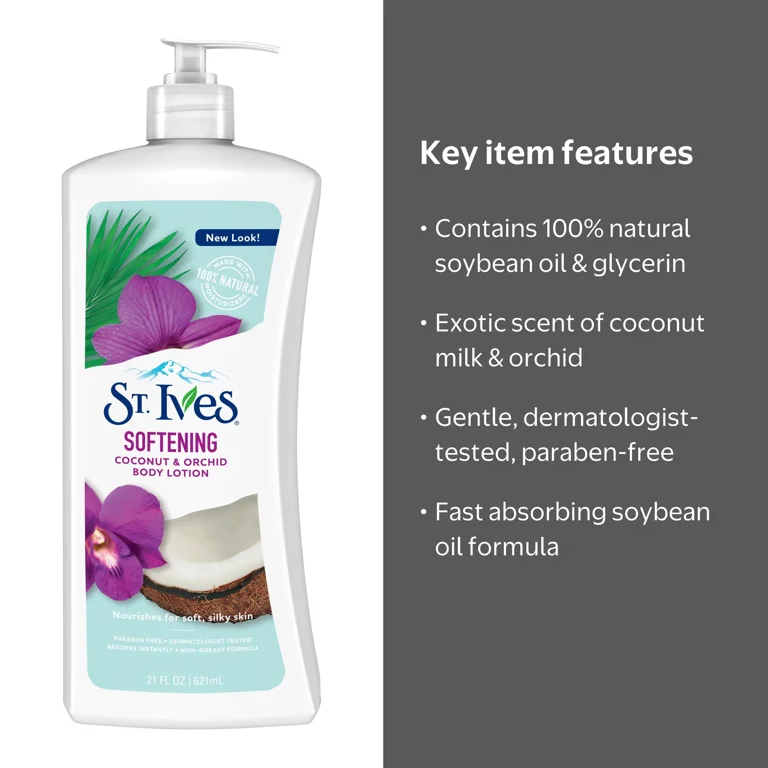St. Ives, Body Lotion, Coconut and Orchid, 21 oz, Nourishing and
