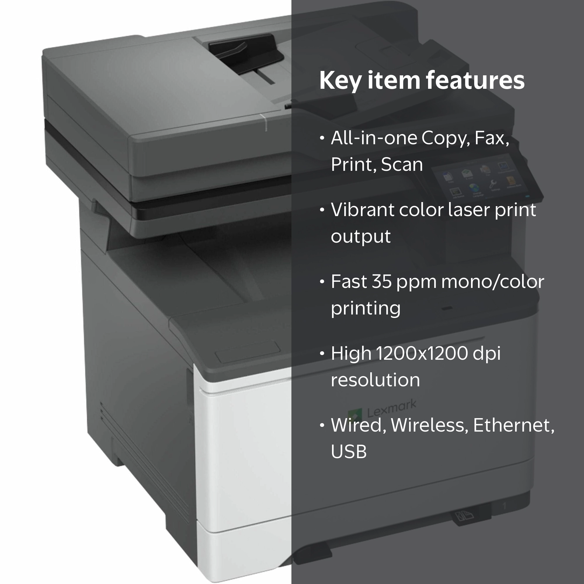 Lexmark CX532adwe Copy Fax Print Scan Color Laser Printer