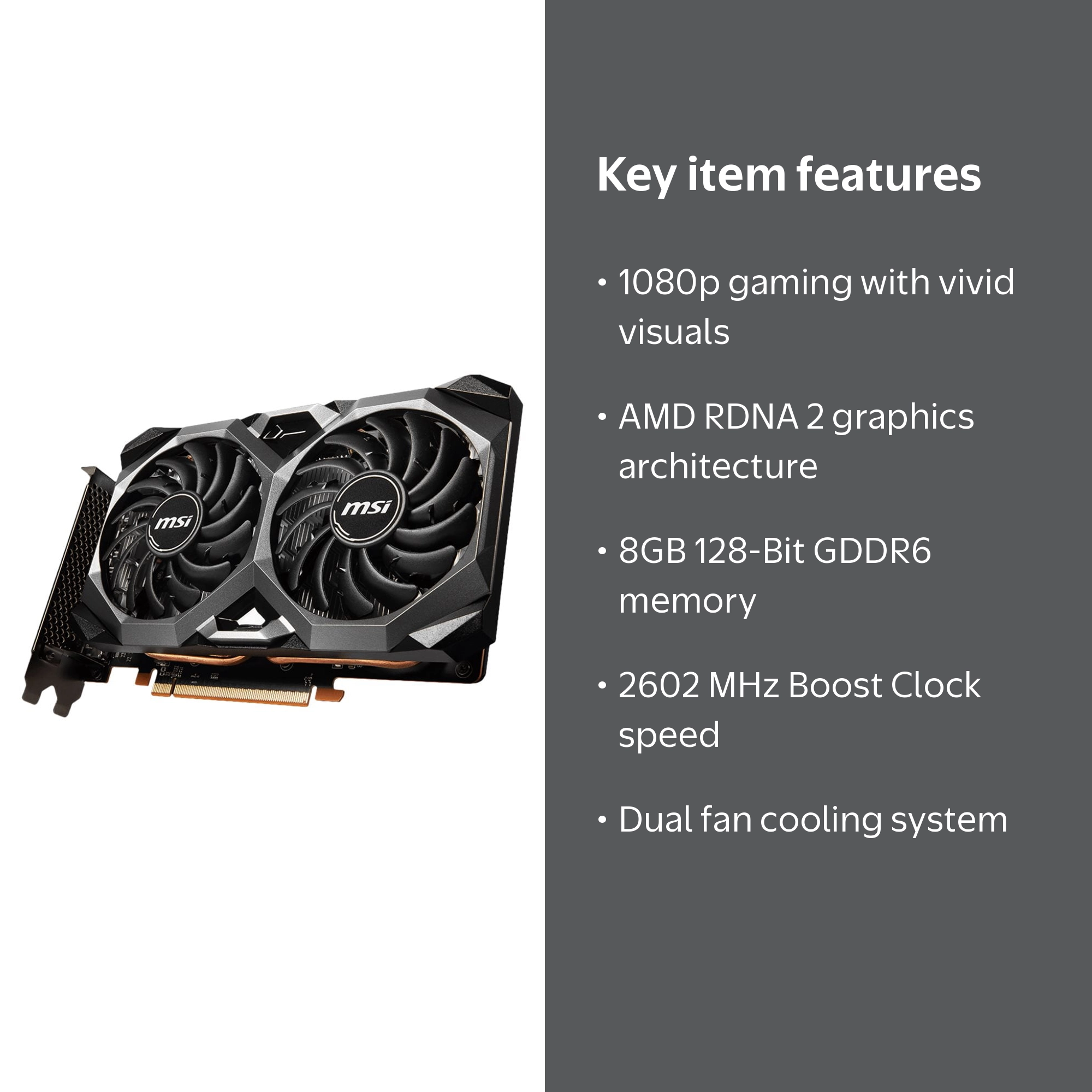 MSI Mech Radeon RX 6600 XT Graphics 8GB GDDR6 PCI Express 4.0 ATX