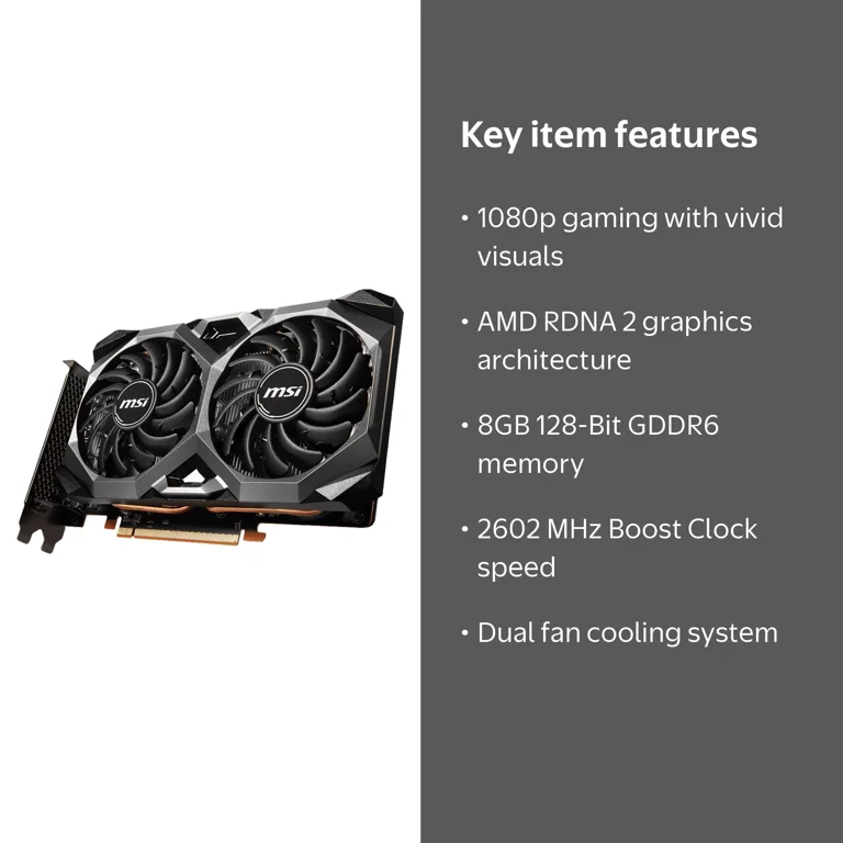 MSI Mech Radeon RX 6600 XT Graphics 8GB GDDR6 PCI Express 4.0 ATX