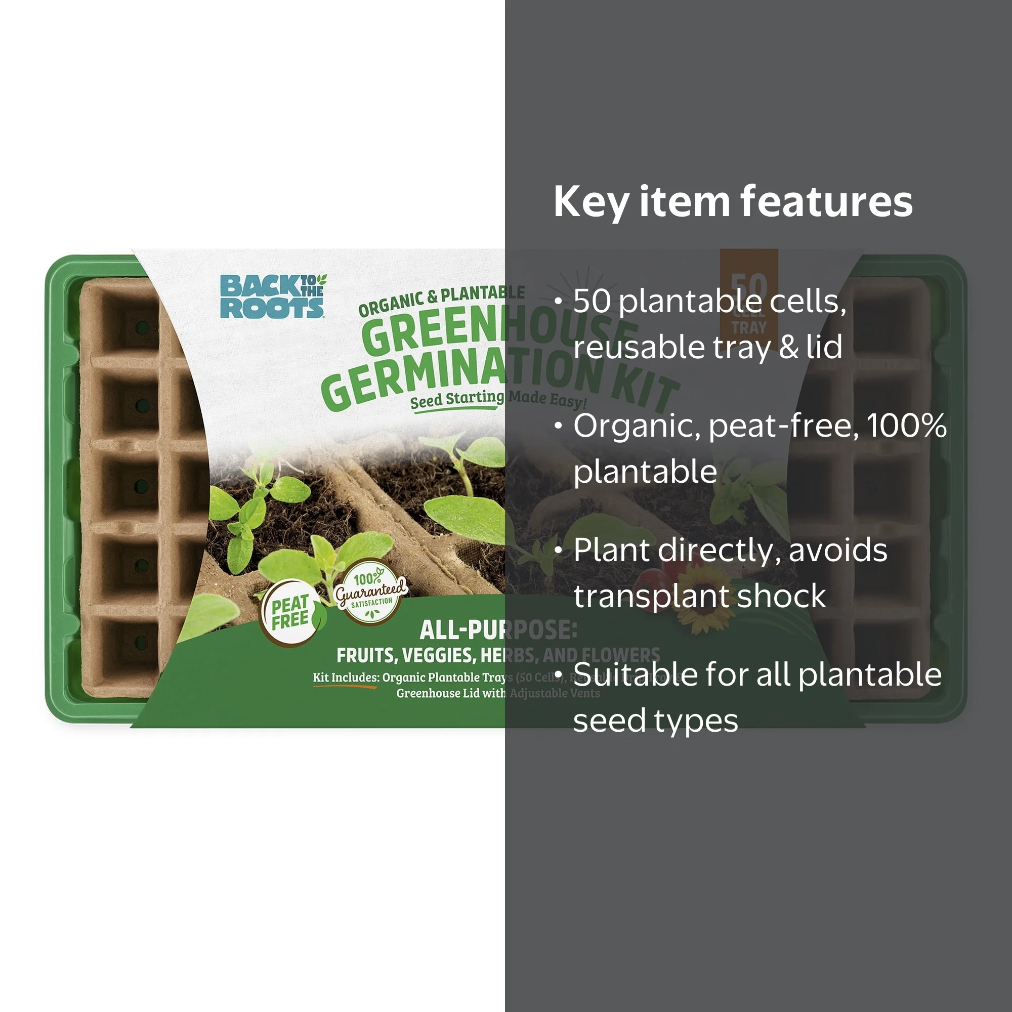 Back to the Roots Germination Kit with 50 Cell Plantable Tray