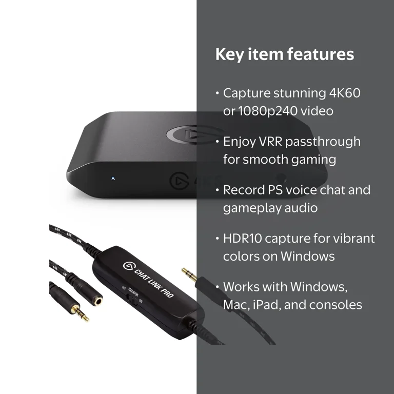 Elgato, Game Capture 4K S, 4K60, 1440p120, 1080p240, Chat Link Pro