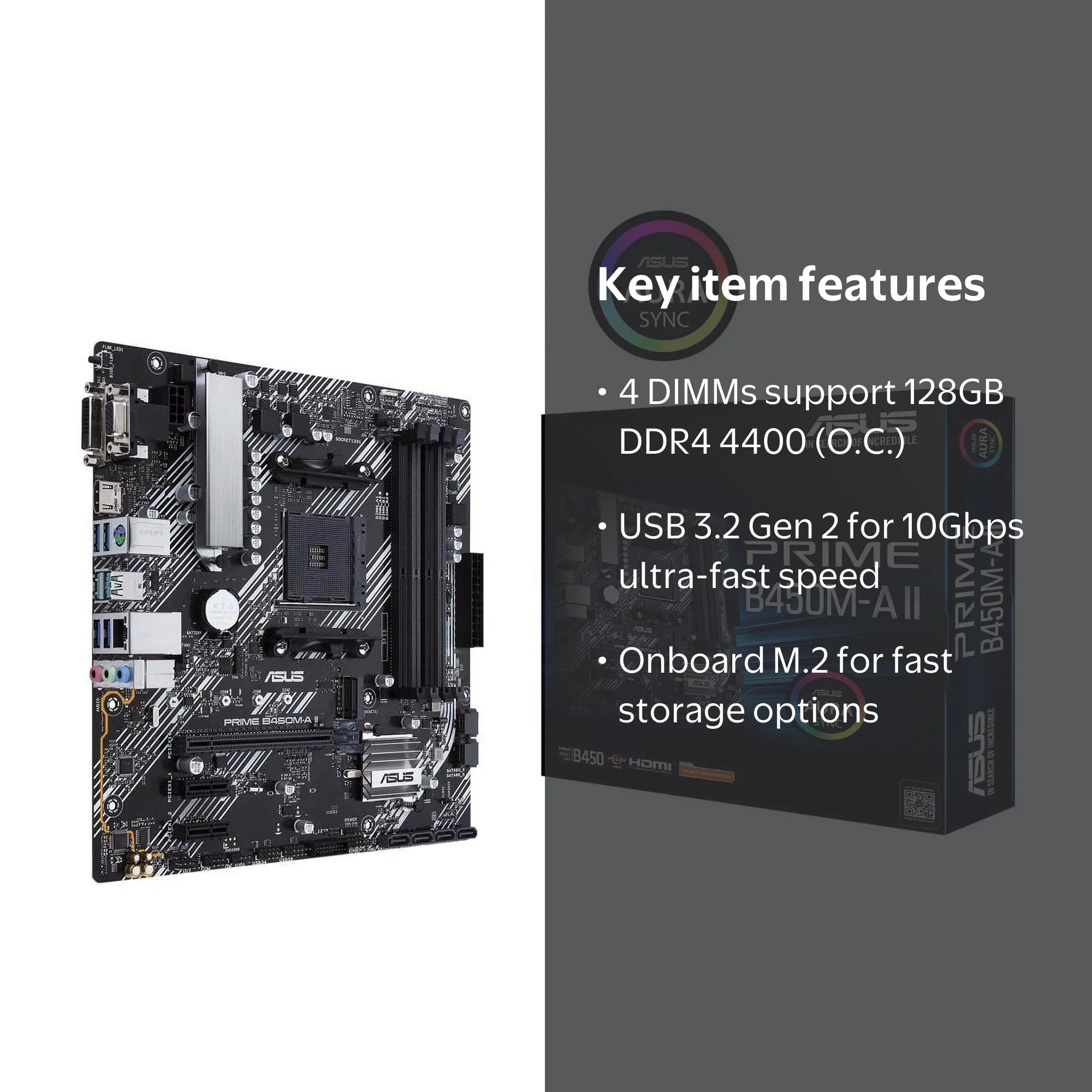 AMD ASUS PRIME B450M-A II Motherboard with Comprehensive Cooling