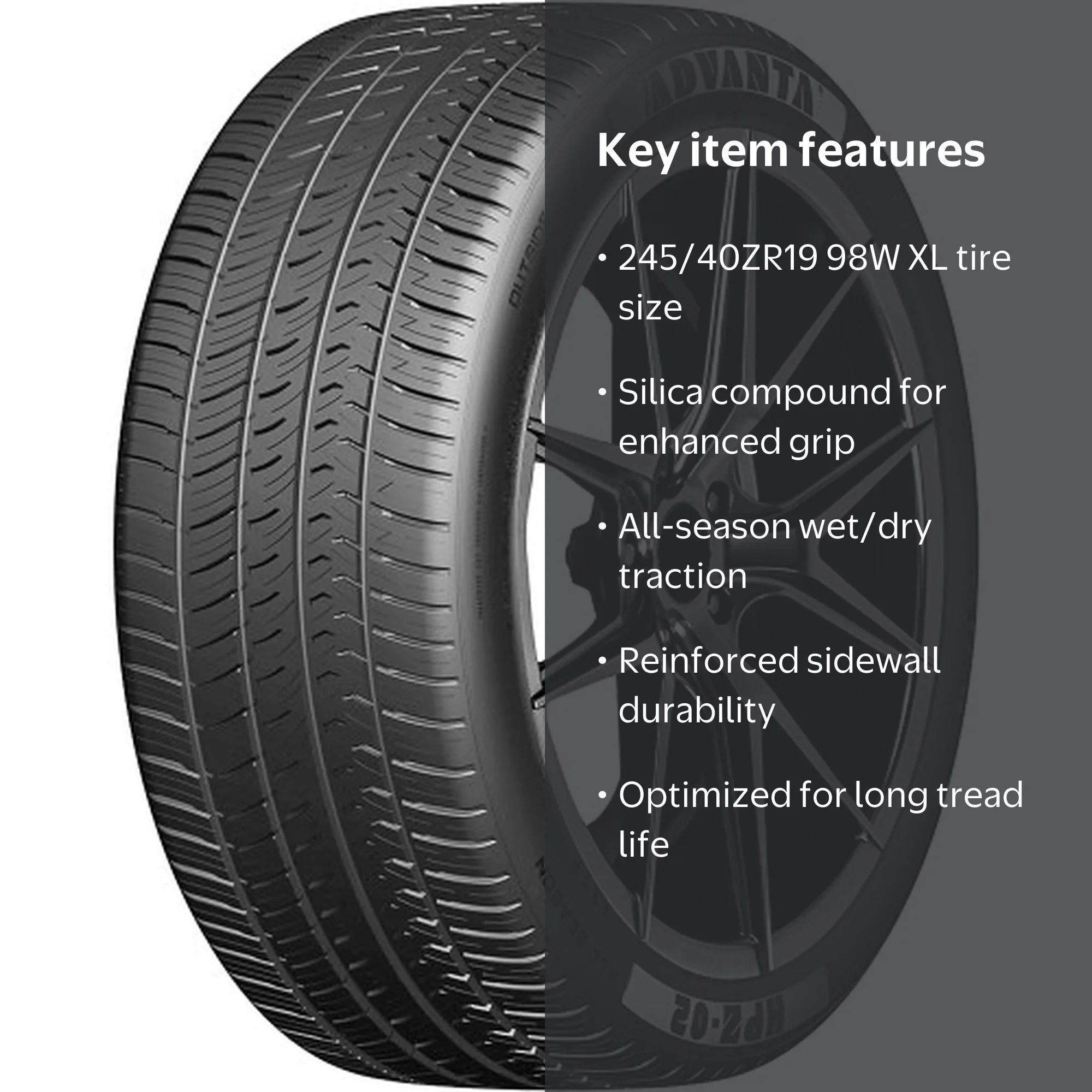 Advanta HPZ-02 High Performance All Season Tire, 245/40R19 98W XL