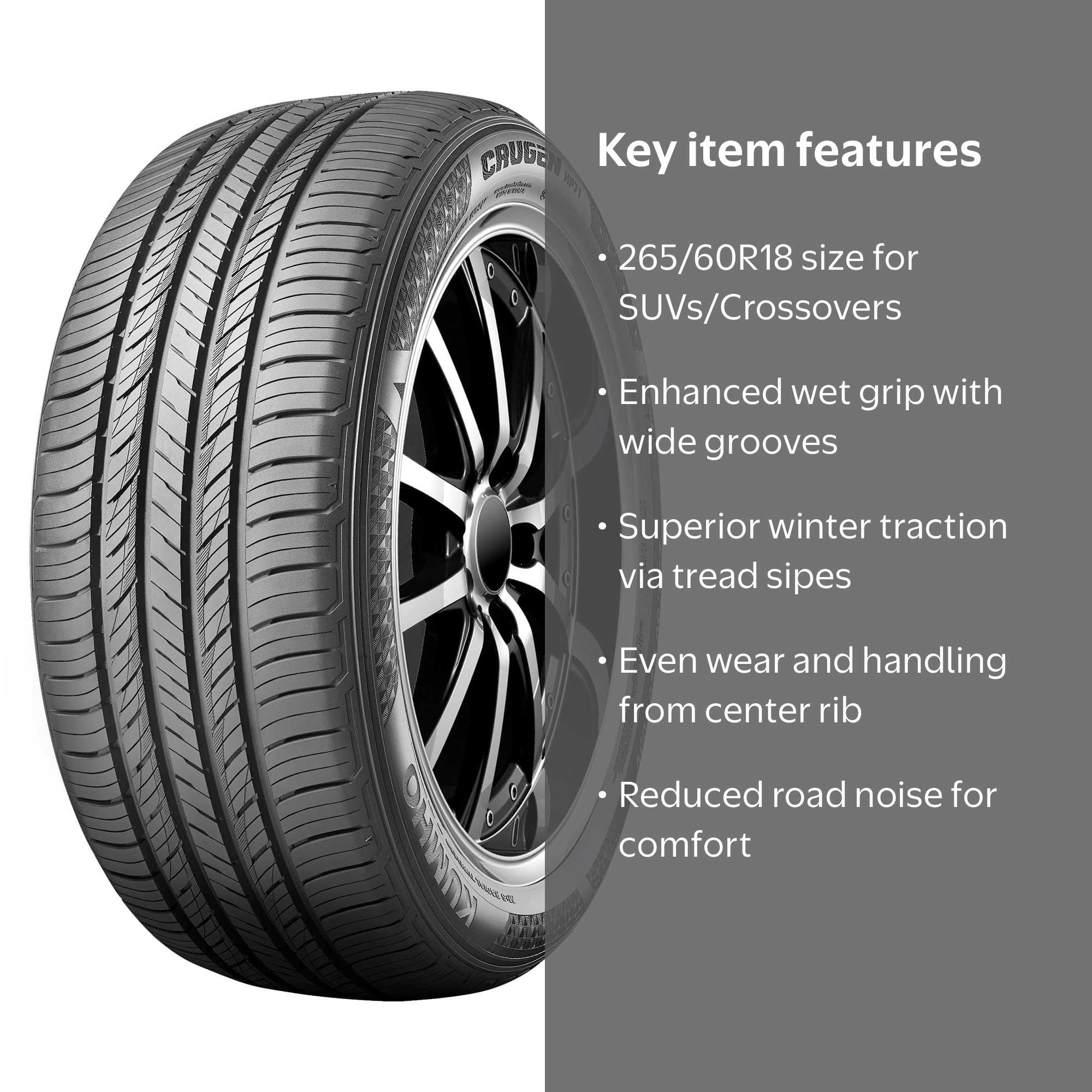 Free Shipping! Kumho Crugen HP71 265/60R18 110V All Season Tire